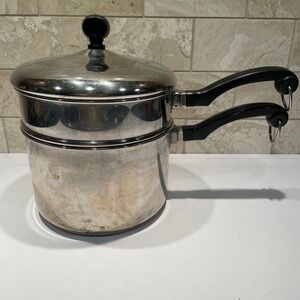 Farberware 2.5 Qt Double Boiler Stainless Steel Aluminum Clad Vintage USA Made
